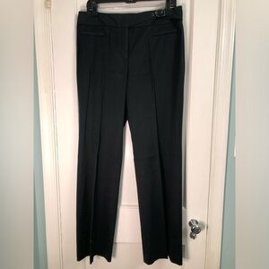Anne Klein black stretch dress pants size 10, buckle accent on waist